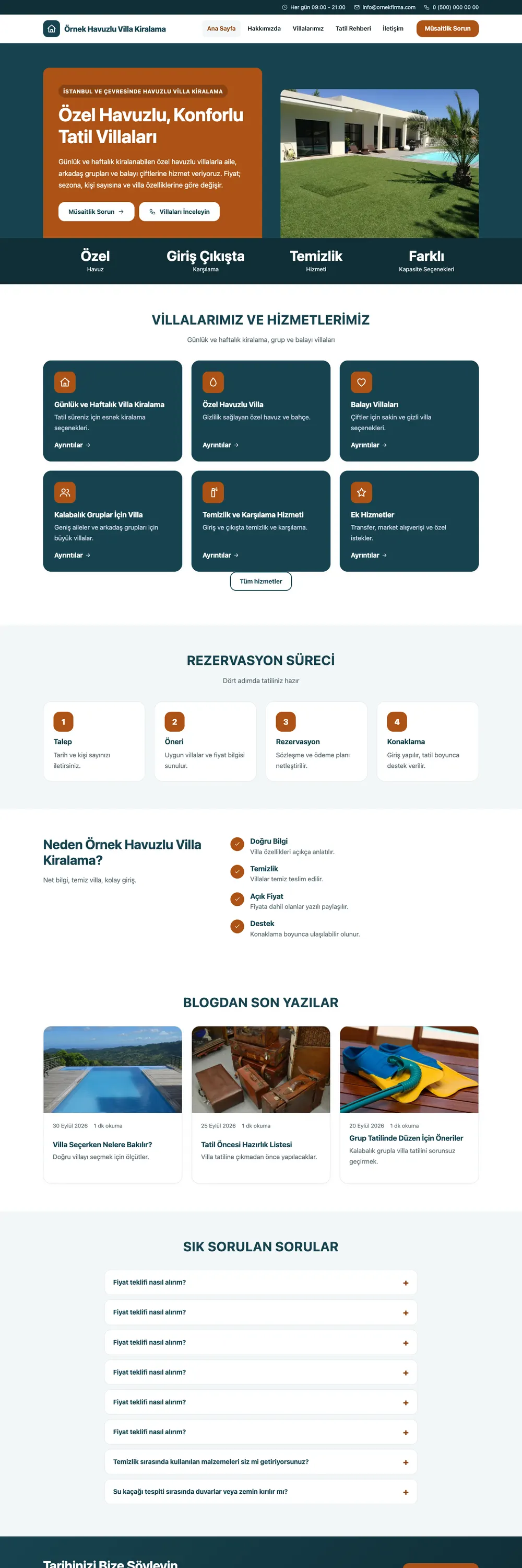 Havuzlu Villa Kiralama Pro WordPress Teması
