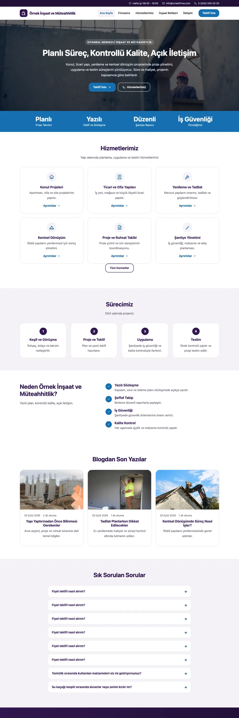 İnşaat ve Müteahhit Pro WordPress Teması