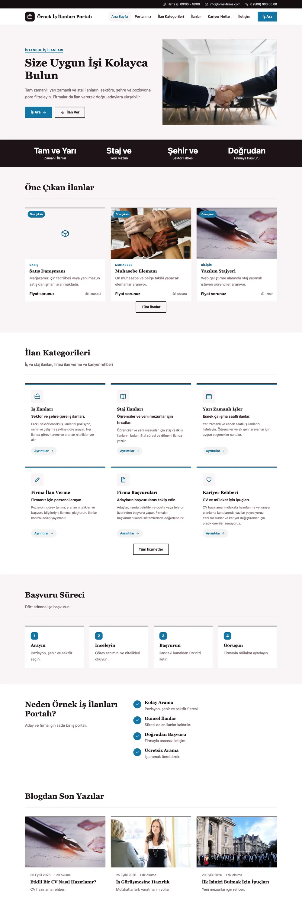İş İlanları ve Kariyer Portalı Pro WordPress Teması ana sayfa önizlemesi