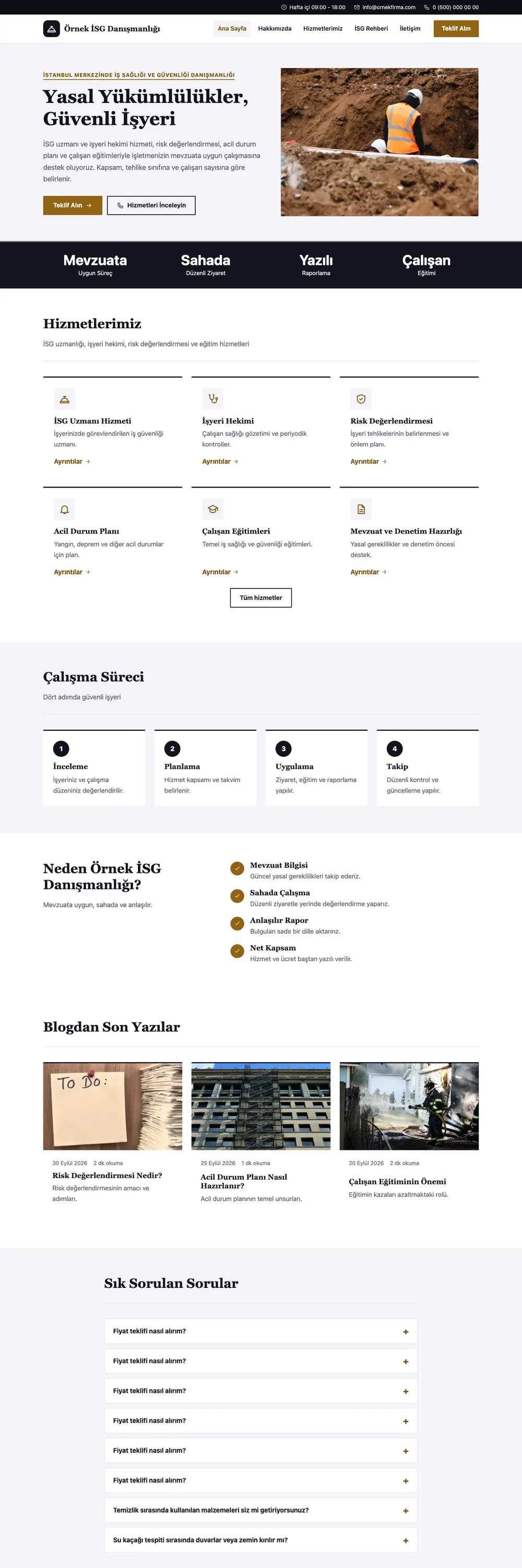 İş Sağlığı ve Güvenliği Danışmanlığı Pro WordPress Teması