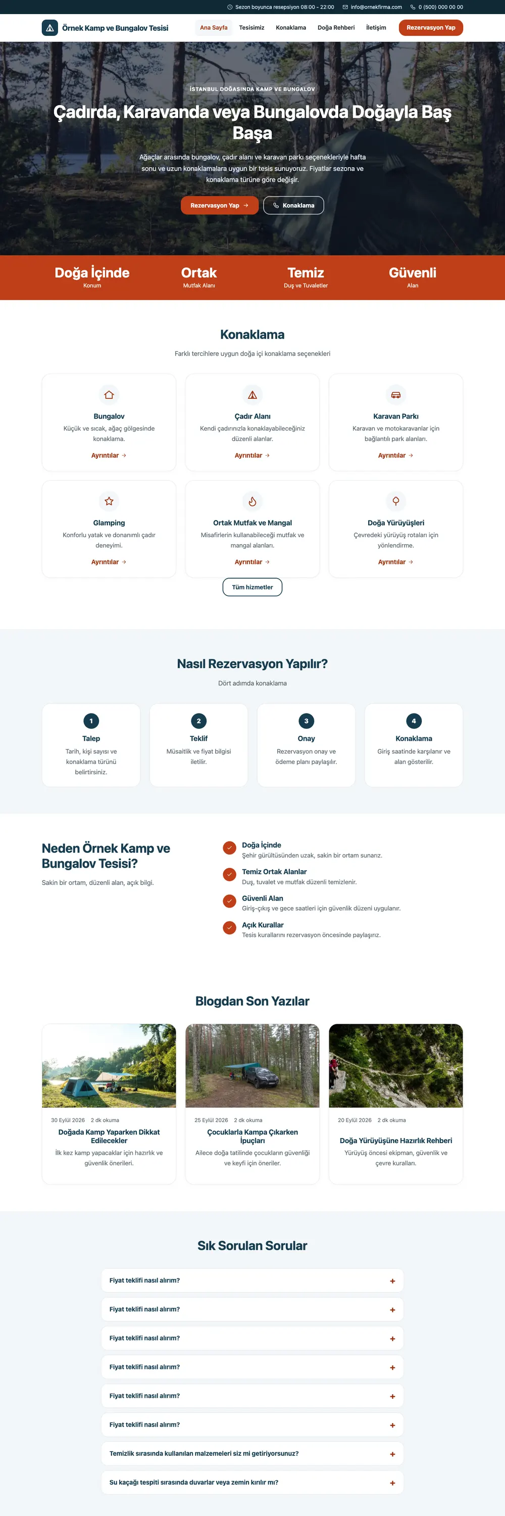 Kamp ve Bungalov Pro WordPress Teması
