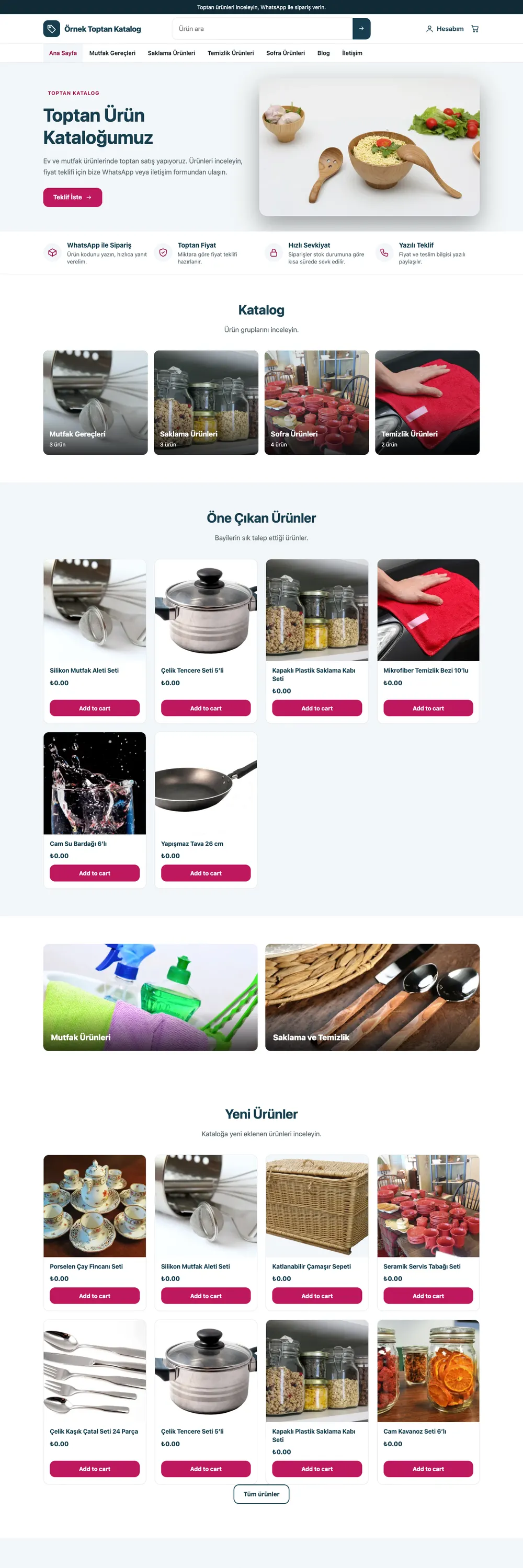 Katalog Sitesi Mağaza Pro WordPress Teması (WooCommerce) ana sayfa önizlemesi