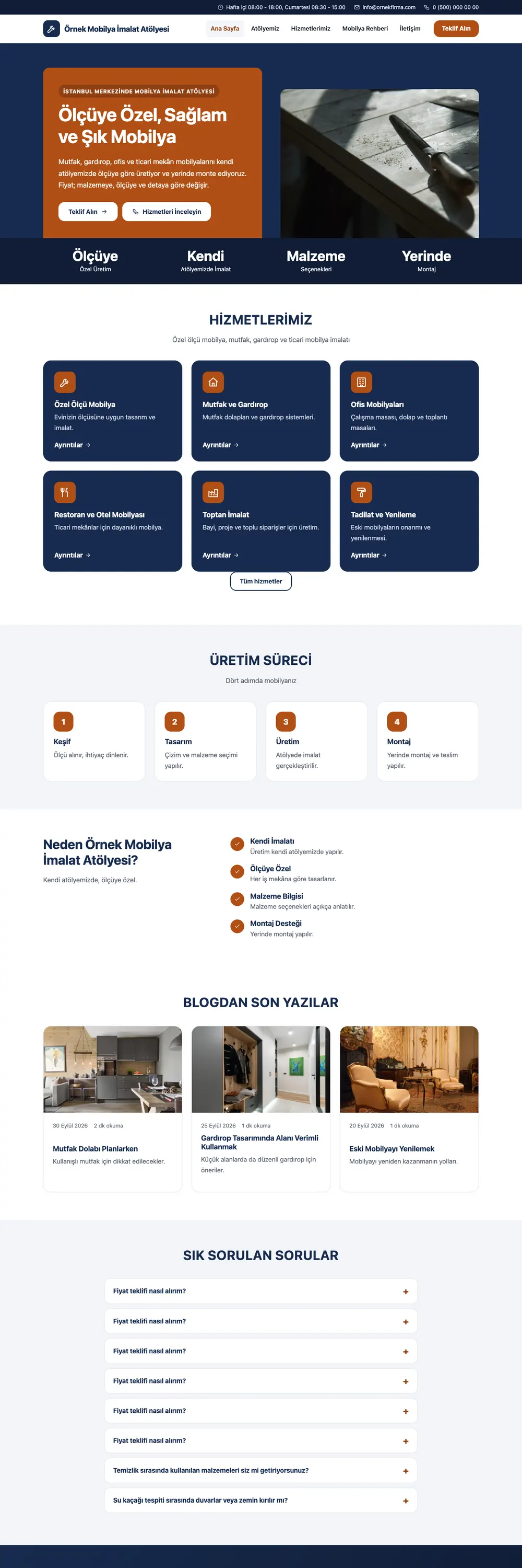 Mobilya İmalat Atölyesi Pro WordPress Teması