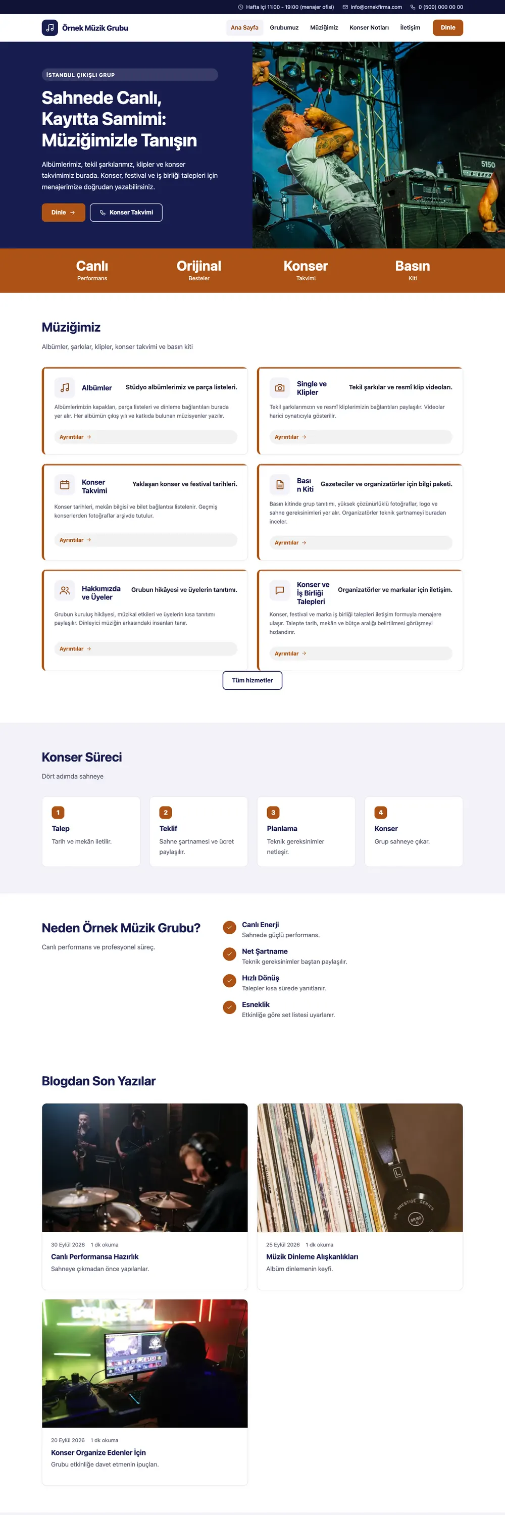 Müzik Grubu ve Albüm Tanıtımı Pro WordPress Teması ana sayfa önizlemesi
