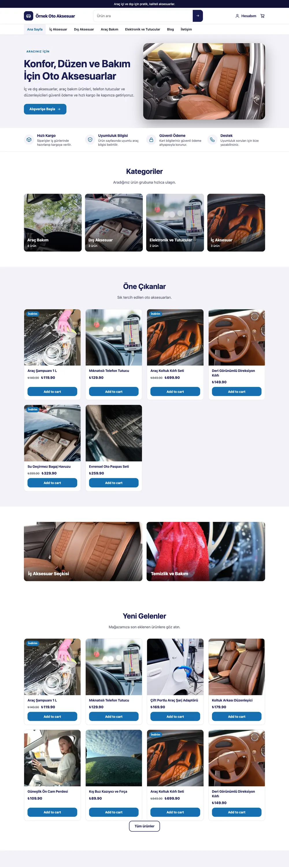 Oto Aksesuar Mağazası Mağaza Pro WordPress Teması (WooCommerce)
