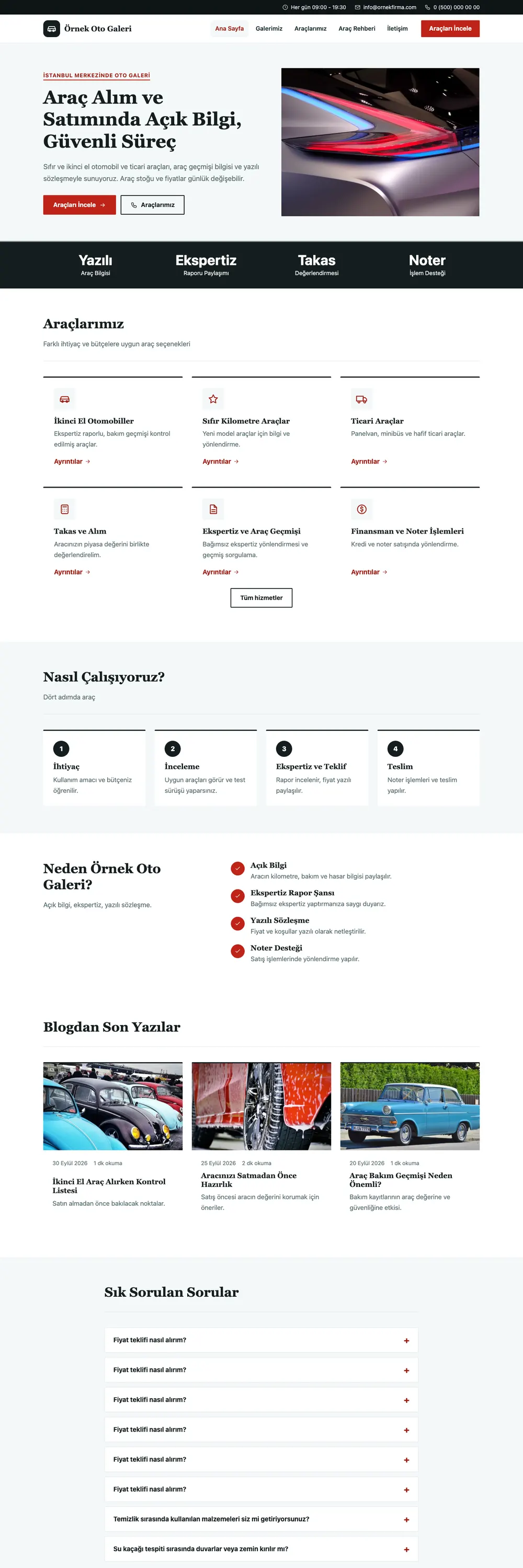 Oto Galeri Pro WordPress Teması