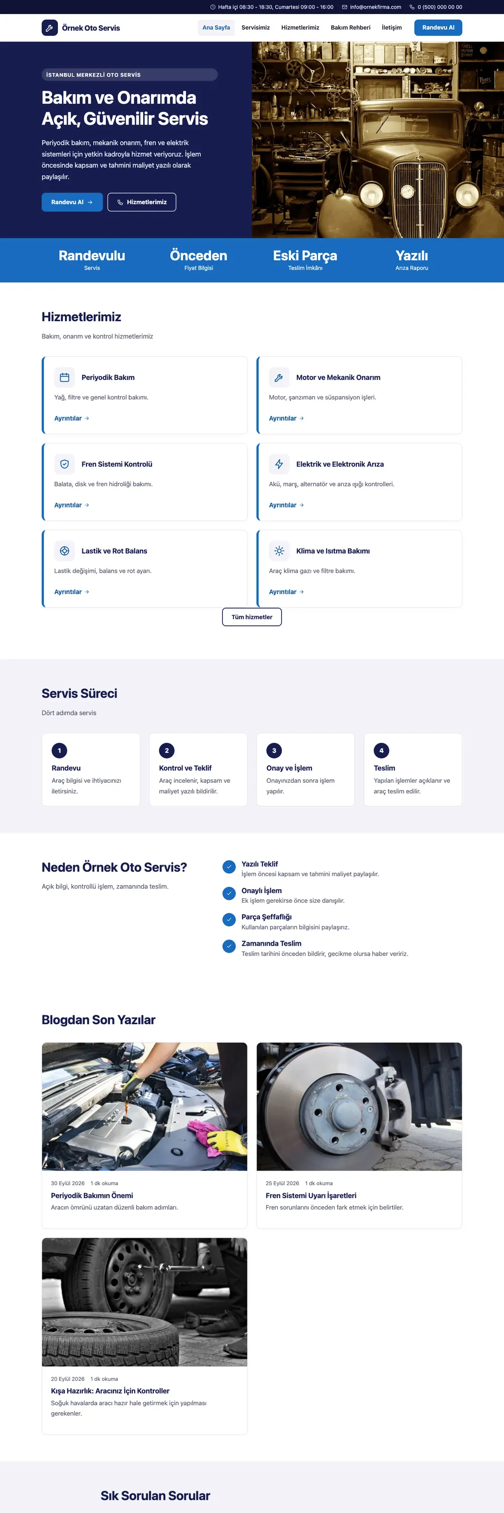Oto Servis Pro WordPress Teması