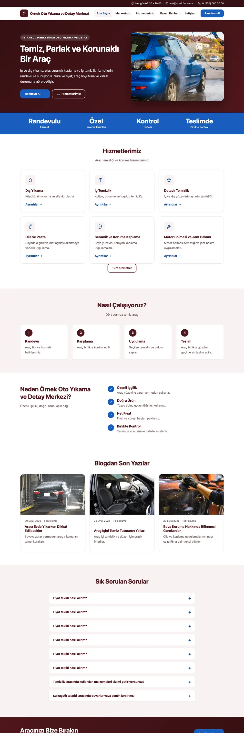 Oto Yıkama Pro WordPress Teması