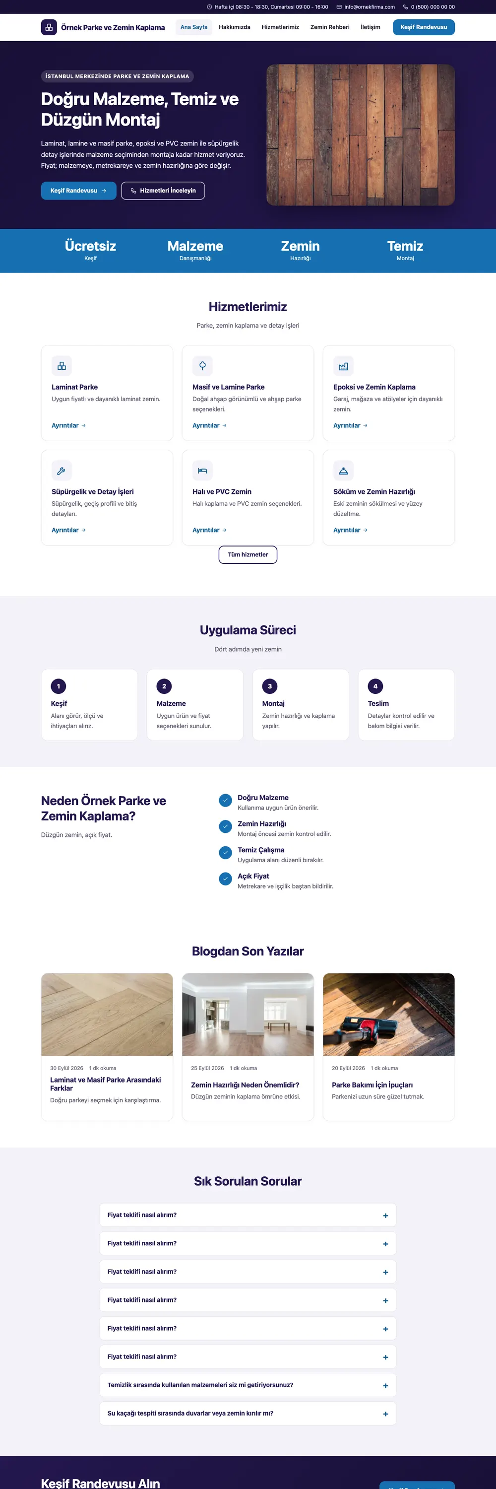 Parke ve Zemin Kaplama Pro WordPress Teması