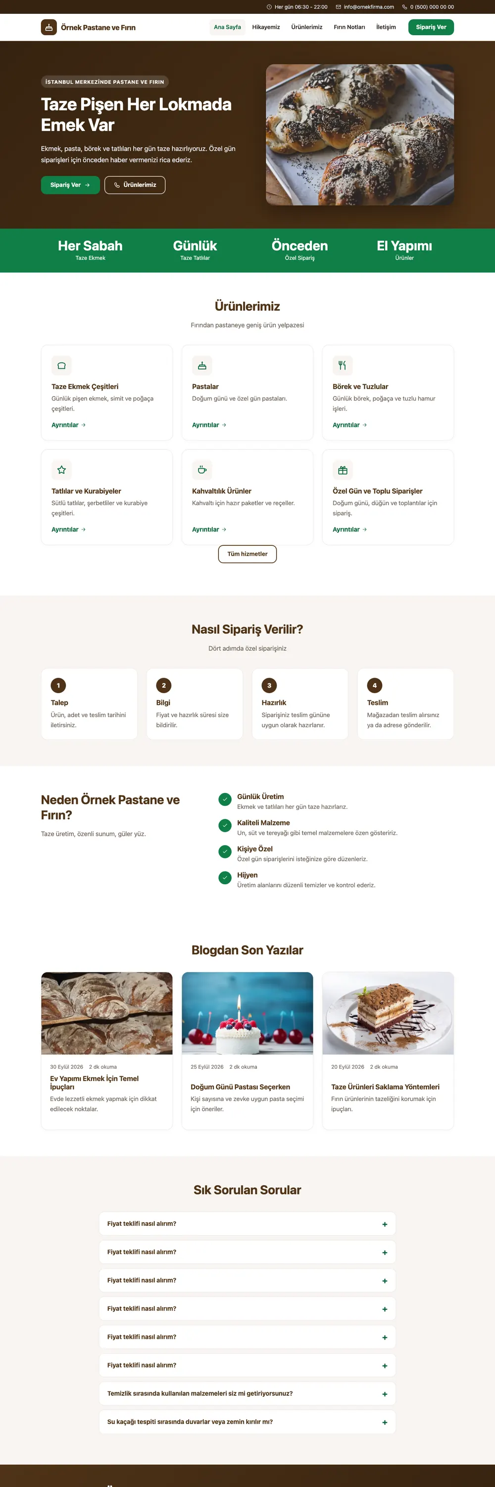 Pastane ve Fırın Pro WordPress Teması