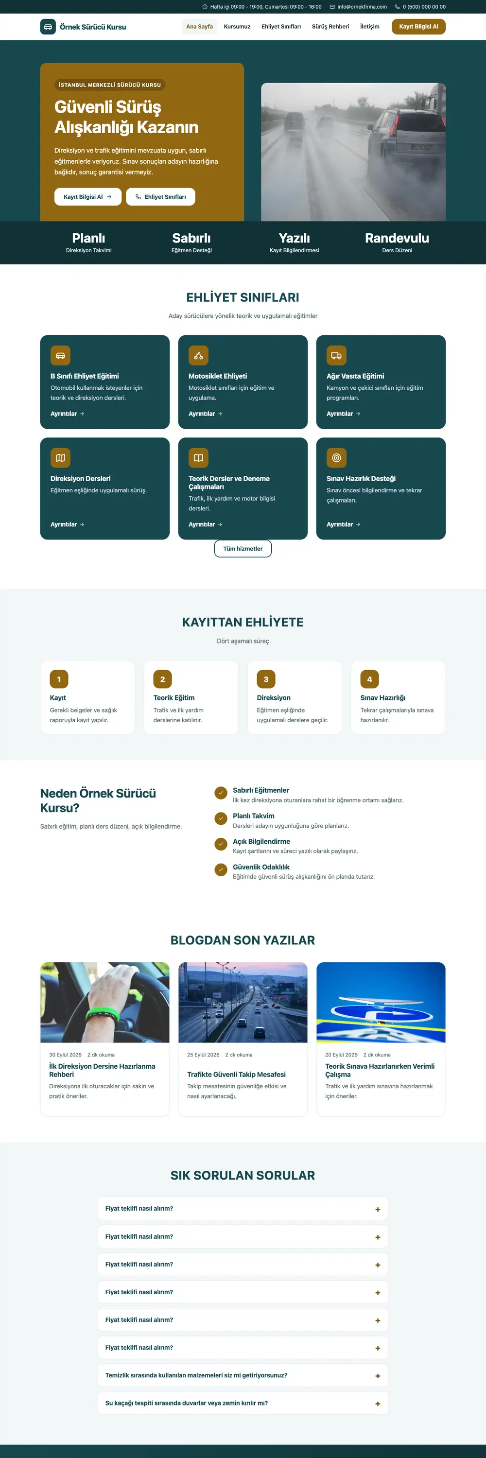 Sürücü Kursu Pro WordPress Teması
