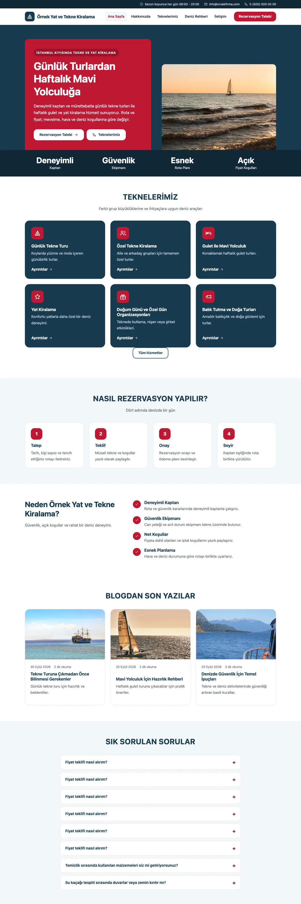Tekne ve Yat Kiralama Pro WordPress Teması