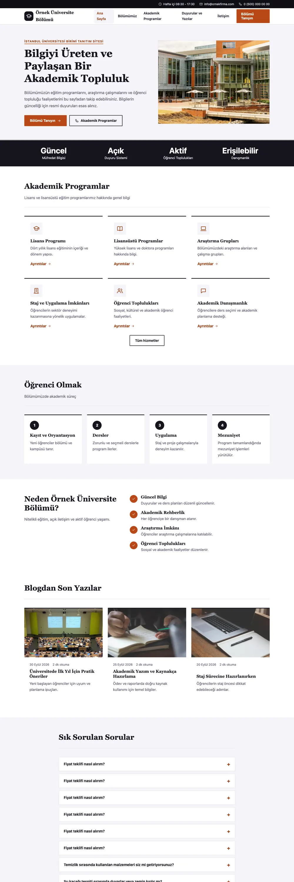 Üniversite Birimi Pro WordPress Teması