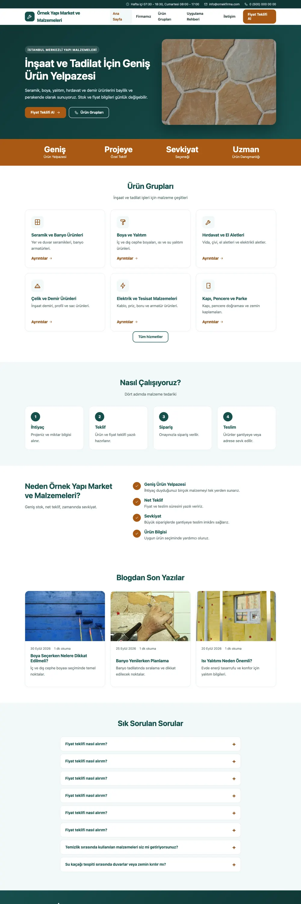 Yapı Malzemeleri Pro WordPress Teması