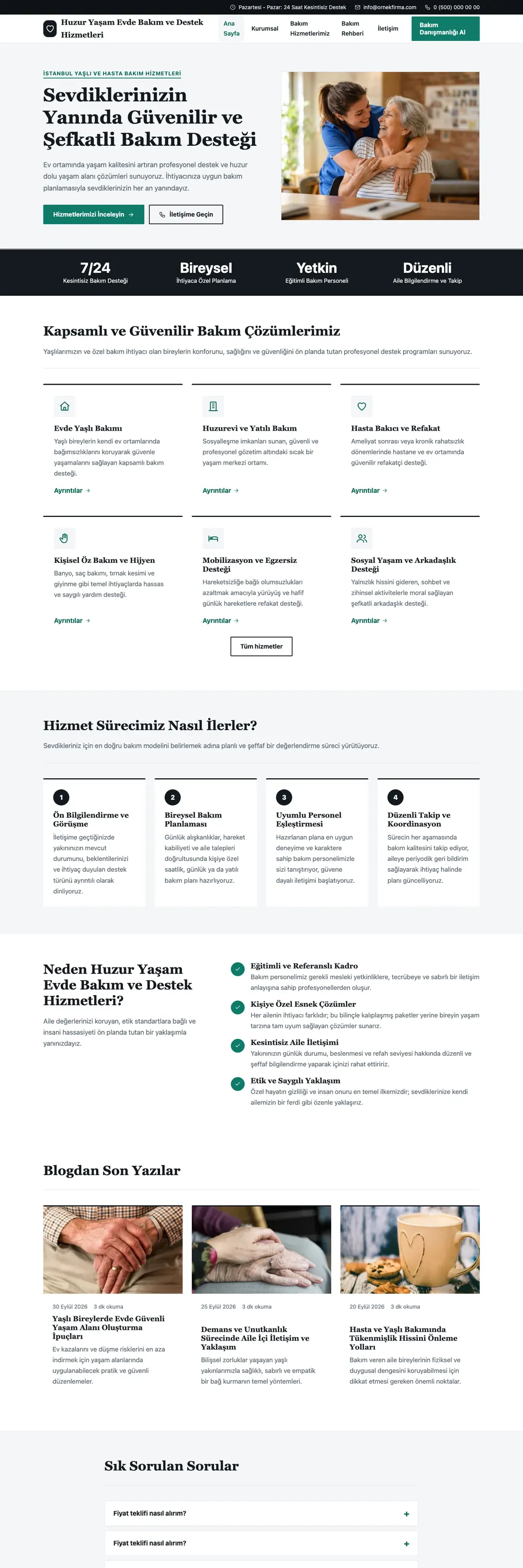 Yaşlı ve Evde Bakım Pro WordPress Teması