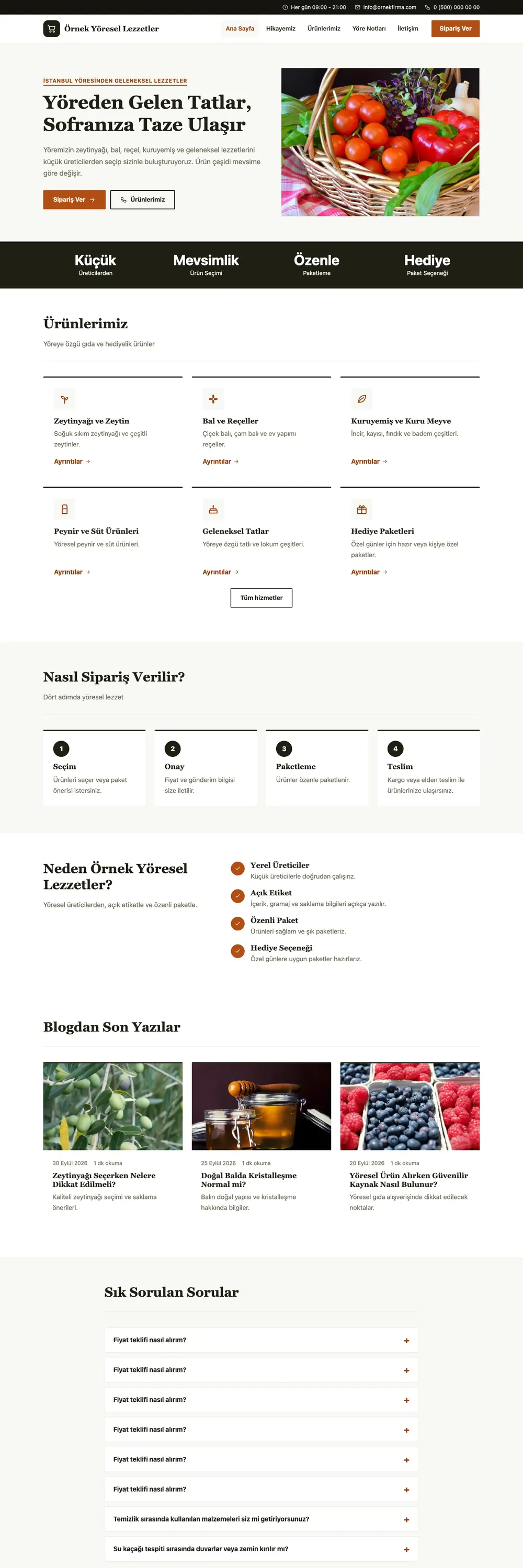 Yöresel Lezzetler Pro WordPress Teması ana sayfa önizlemesi