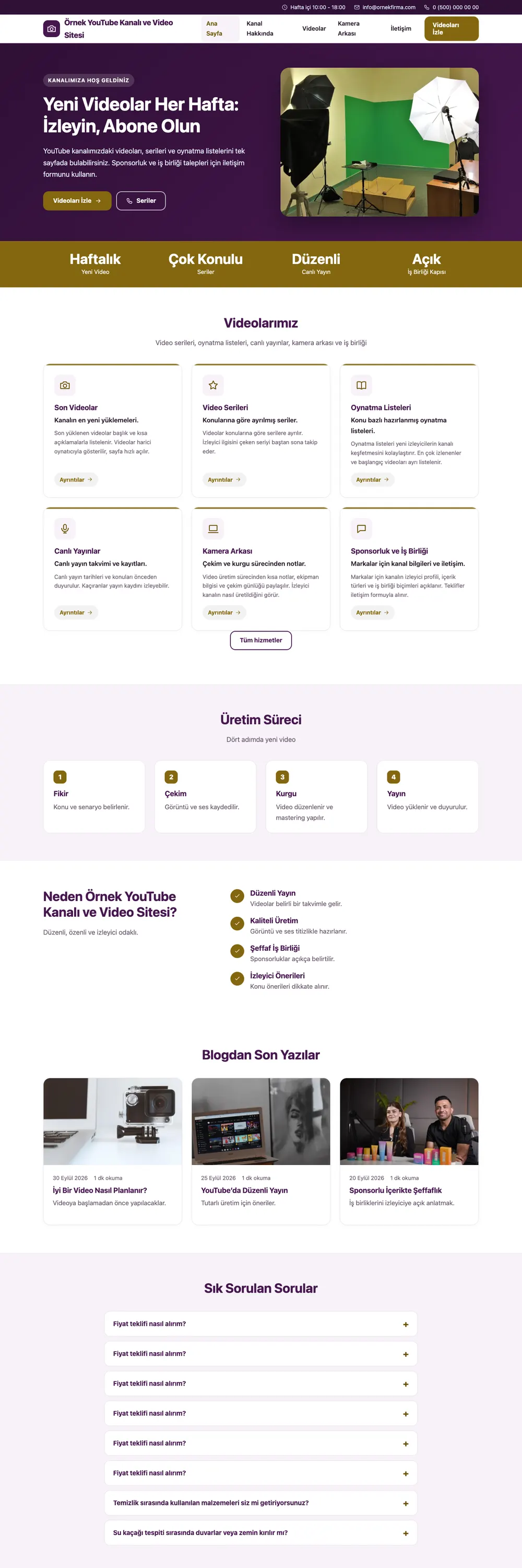 YouTube Kanalı ve Video Sitesi Pro WordPress Teması ana sayfa önizlemesi