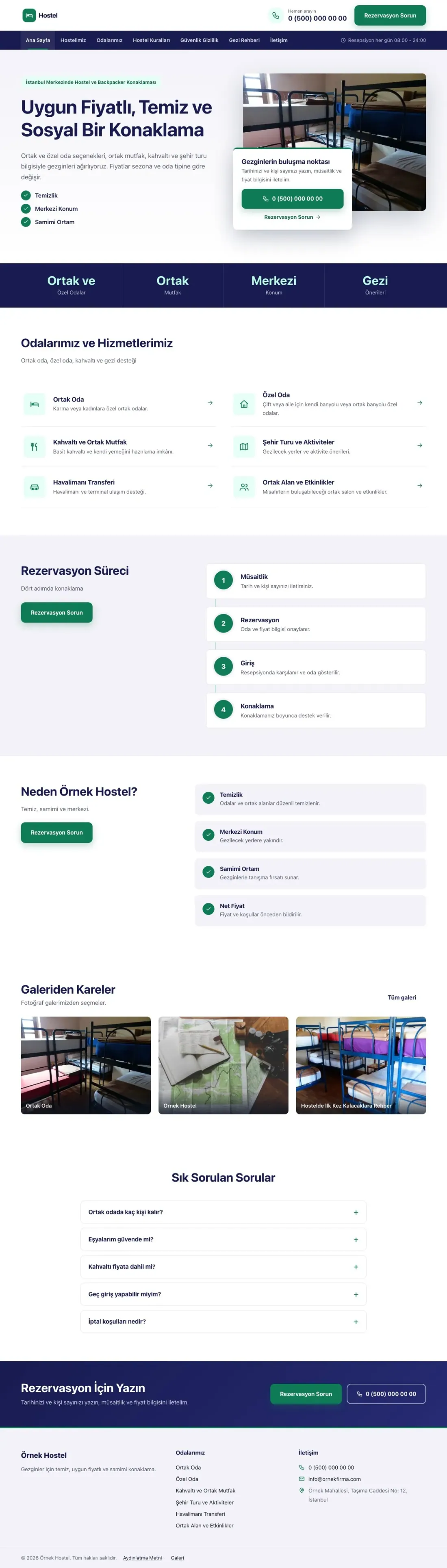 Hostel ve Backpacker için Bölünmüş Lacivert Turkuaz – Hostel ve Backpacker Web Sitesi ana sayfa görünümü