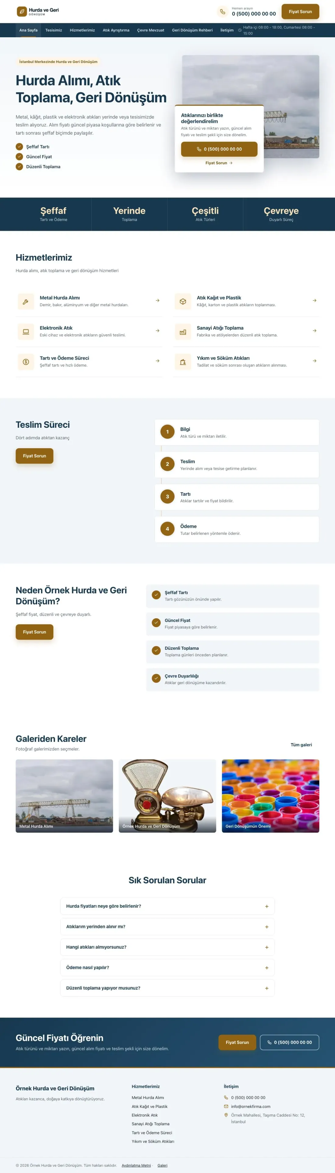 Hurda ve Geri Dönüşüm için Bölünmüş Mavi Turuncu II – Hurda ve Geri Dönüşüm Web Sitesi ana sayfa görünümü