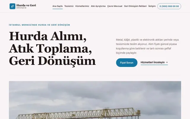 Hurda ve Geri Dönüşüm için Dergi Editoryal Bordo Mavi – Hurda ve Geri Dönüşüm Web Sitesi ana sayfa görünümü