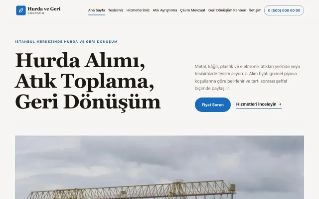 Hurda ve Geri Dönüşüm için Dergi Editoryal Kahve Mavi – Hurda ve Geri Dönüşüm Web Sitesi ana sayfa görünümü