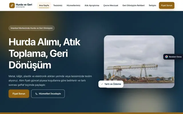 Hurda ve Geri Dönüşüm için Hareketli Mavi Turuncu – Hurda ve Geri Dönüşüm Web Sitesi ana sayfa görünümü