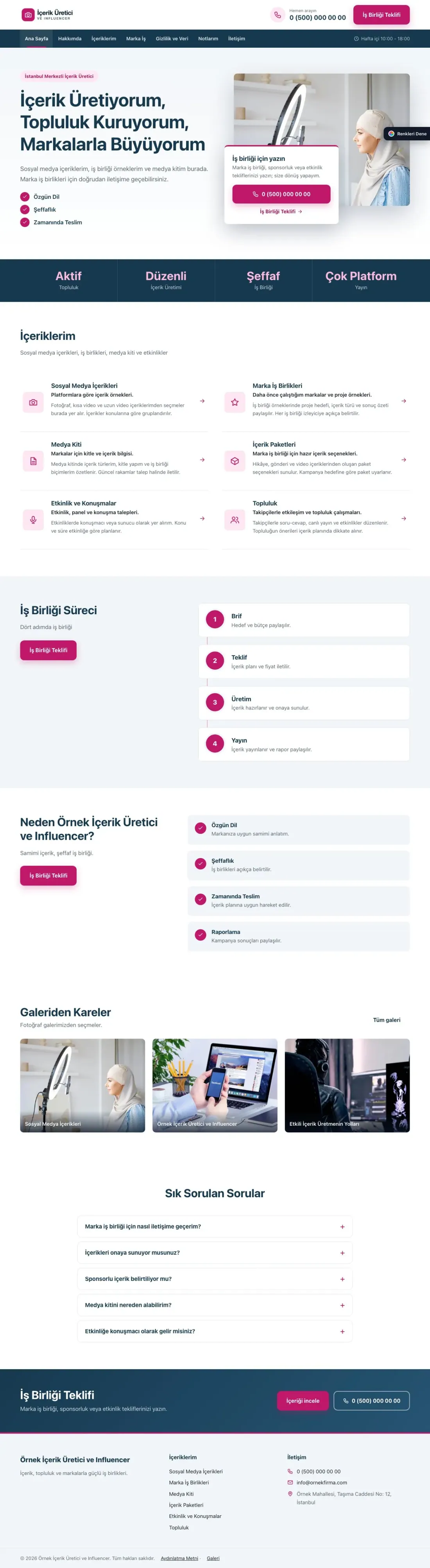 İçerik Üretici ve Influencer için Bölünmüş Mavi Pembe – İçerik Üretici ve Influencer Web Sitesi ana sayfa görünümü