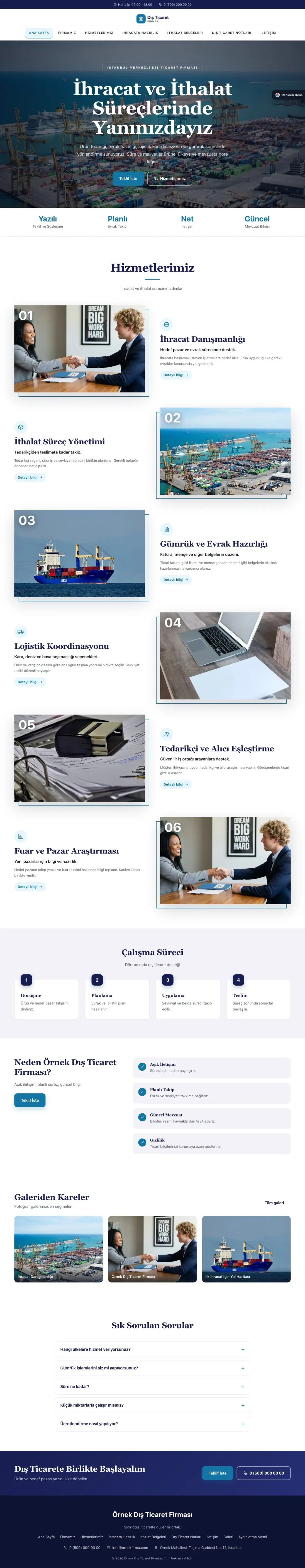 İhracat ve İthalat için Zigzag Lacivert Mavi – İhracat ve İthalat Web Sitesi ana sayfa görünümü