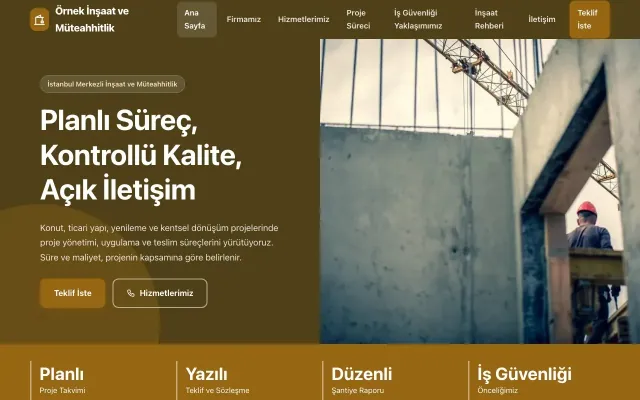 İnşaat ve Müteahhit için Blok Kahve Turuncu – İnşaat ve Müteahhit Web Sitesi ana sayfa görünümü