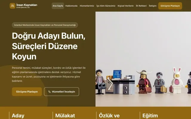 İnsan Kaynakları ve Personel Danışmanlığı için Blok Kahve Amber – İnsan Kaynakları ve Personel Danışmanlığı Web Sitesi ana sayfa görünümü