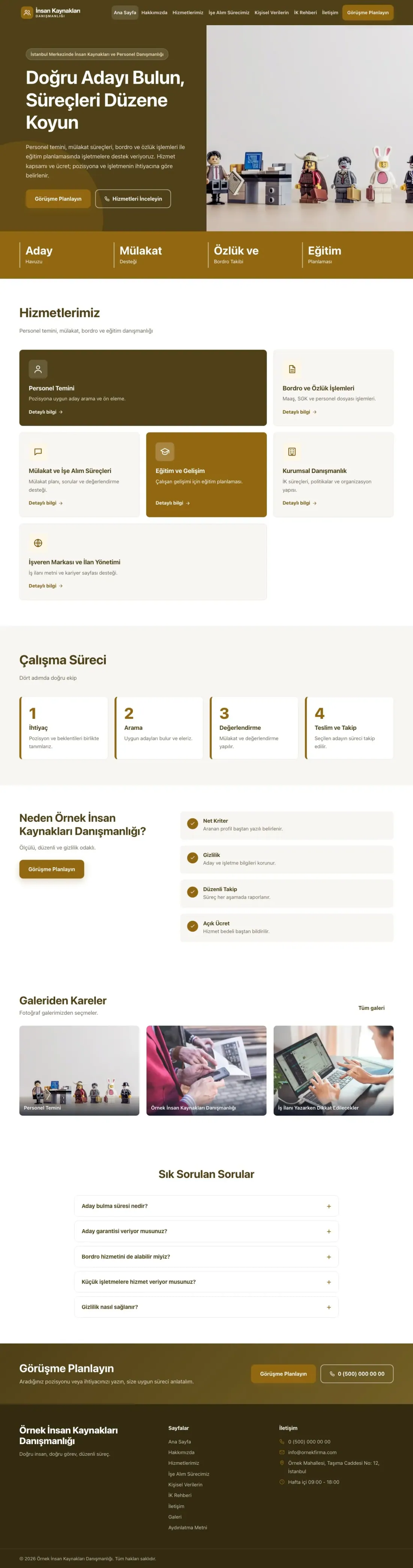 İnsan Kaynakları ve Personel Danışmanlığı için Blok Kahve Amber – İnsan Kaynakları ve Personel Danışmanlığı Web Sitesi ana sayfa görünümü