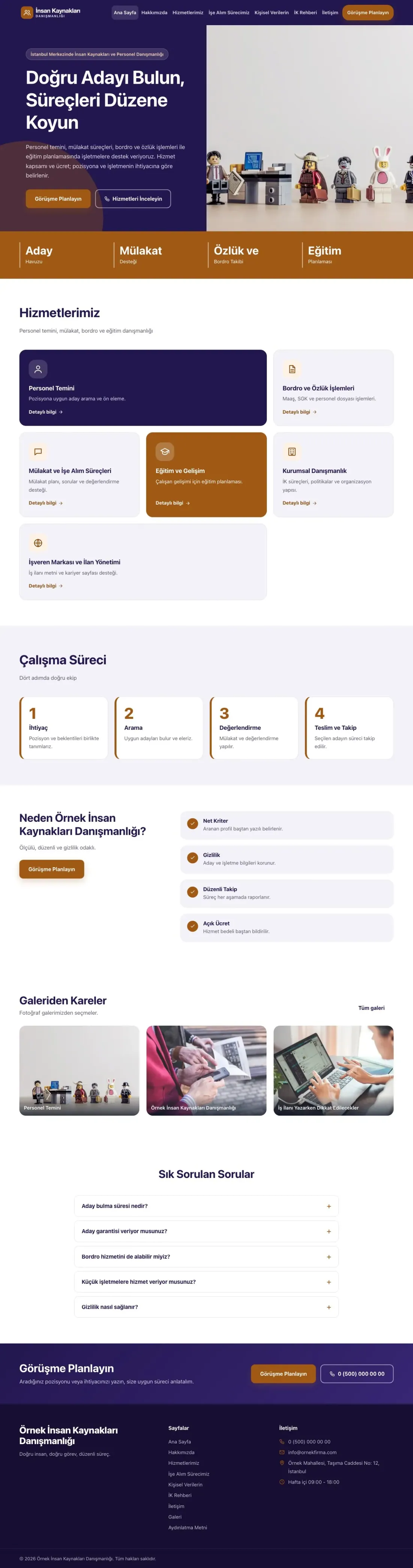 İnsan Kaynakları ve Personel Danışmanlığı için Blok Lacivert Turuncu – İnsan Kaynakları ve Personel Danışmanlığı Web Sitesi ana sayfa görünümü