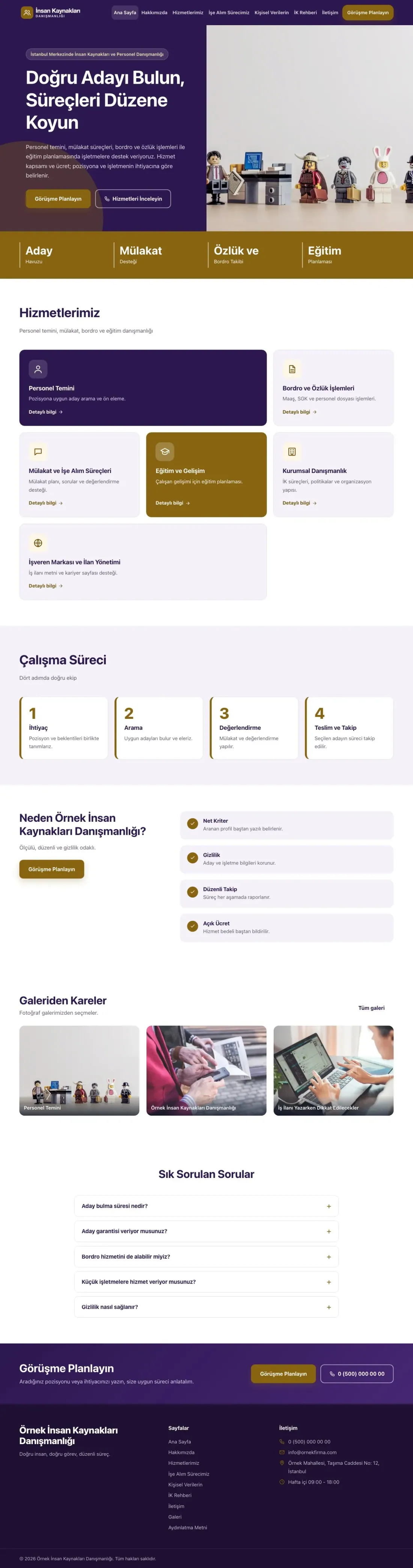 İnsan Kaynakları ve Personel Danışmanlığı için Blok Mor Amber – İnsan Kaynakları ve Personel Danışmanlığı Web Sitesi ana sayfa görünümü