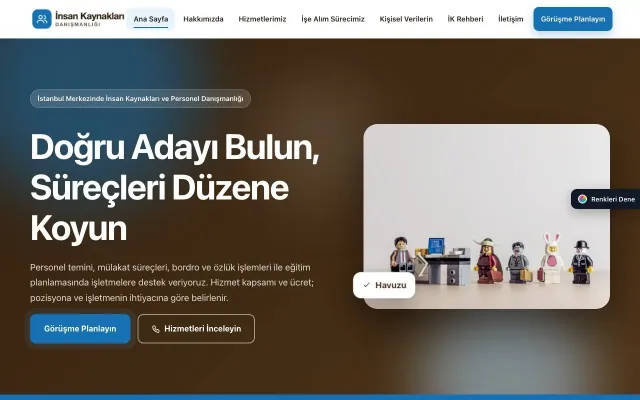 İnsan Kaynakları ve Personel Danışmanlığı için Hareketli Kahve Mavi – İnsan Kaynakları ve Personel Danışmanlığı Web Sitesi ana sayfa görünümü