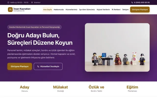 İnsan Kaynakları ve Personel Danışmanlığı için Klasik Mor Turuncu – İnsan Kaynakları ve Personel Danışmanlığı Web Sitesi ana sayfa görünümü