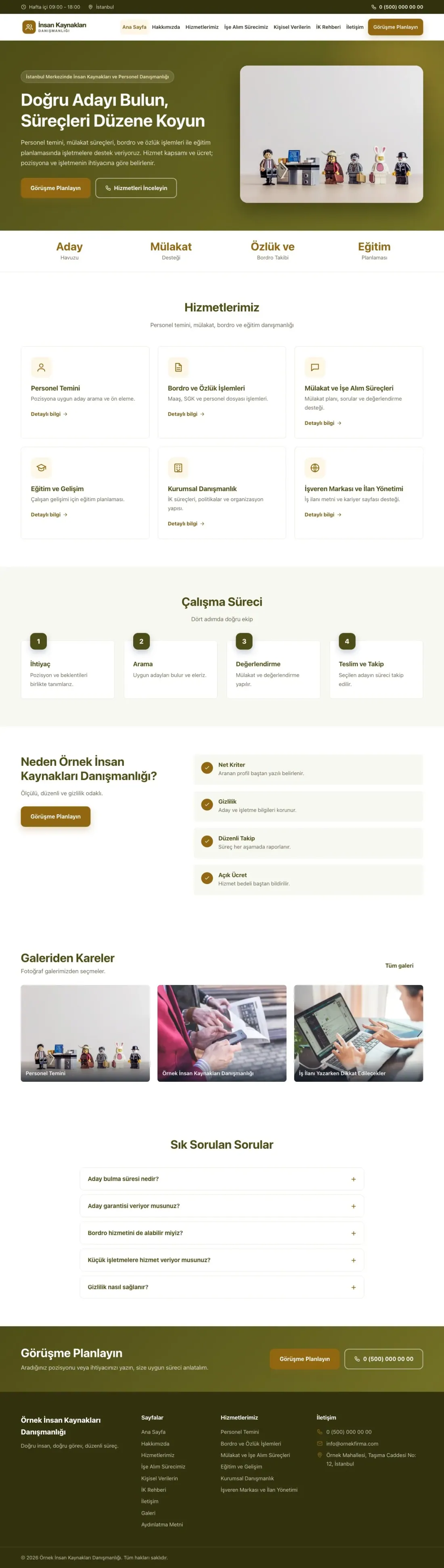 İnsan Kaynakları ve Personel Danışmanlığı için Klasik Zeytin Amber – İnsan Kaynakları ve Personel Danışmanlığı Web Sitesi ana sayfa görünümü