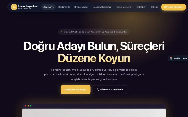 İnsan Kaynakları ve Personel Danışmanlığı için Koyu Modern Mor Amber – İnsan Kaynakları ve Personel Danışmanlığı Web Sitesi ana sayfa görünümü