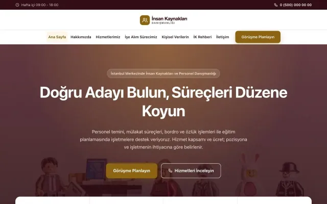 İnsan Kaynakları ve Personel Danışmanlığı için Merkez Bordo Amber – İnsan Kaynakları ve Personel Danışmanlığı Web Sitesi ana sayfa görünümü