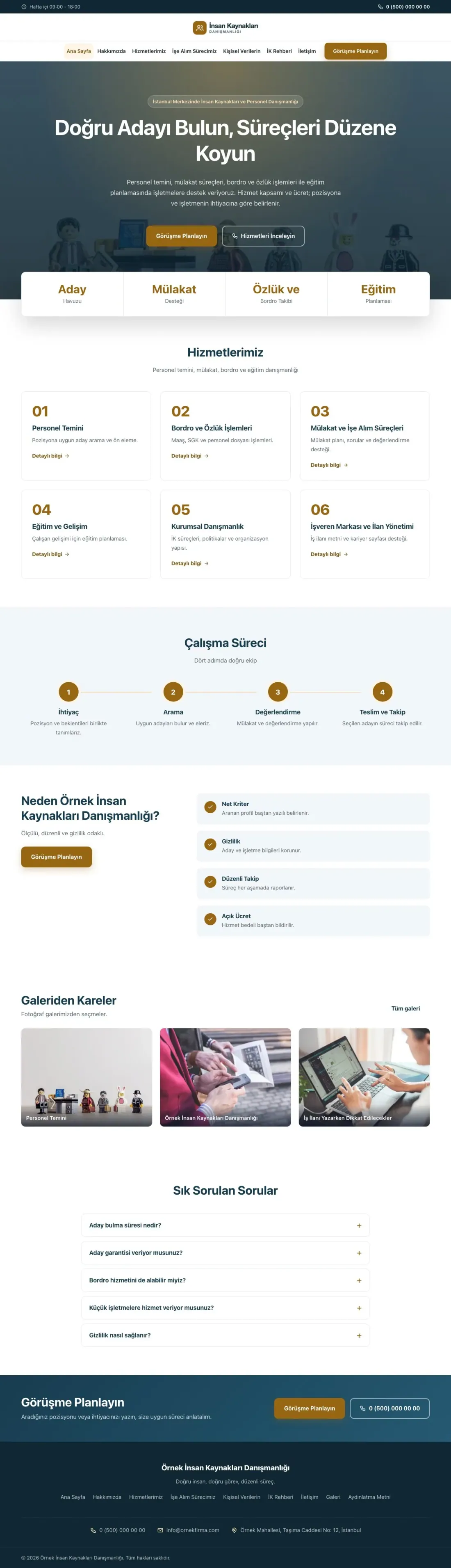 İnsan Kaynakları ve Personel Danışmanlığı için Merkez Mavi Turuncu – İnsan Kaynakları ve Personel Danışmanlığı Web Sitesi ana sayfa görünümü