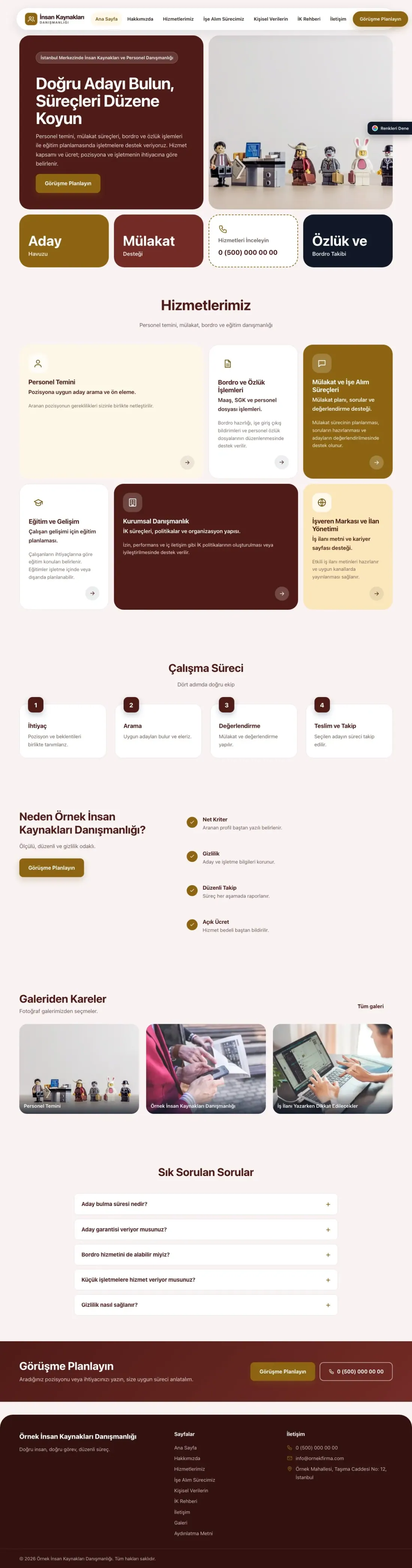 İnsan Kaynakları ve Personel Danışmanlığı için Mozaik Bordo Amber – İnsan Kaynakları ve Personel Danışmanlığı Web Sitesi ana sayfa görünümü