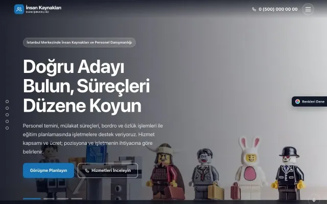 İnsan Kaynakları ve Personel Danışmanlığı için Tam Ekran Kahve Mavi – İnsan Kaynakları ve Personel Danışmanlığı Web Sitesi ana sayfa görünümü
