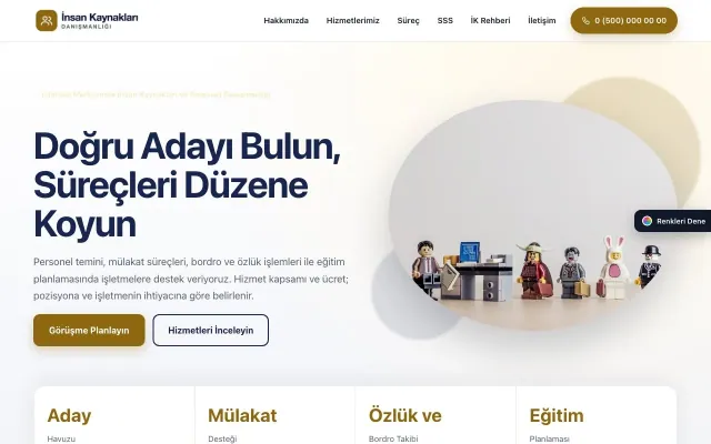 İnsan Kaynakları ve Personel Danışmanlığı için Tek Sayfa Lacivert Amber – İnsan Kaynakları ve Personel Danışmanlığı Web Sitesi ana sayfa görünümü