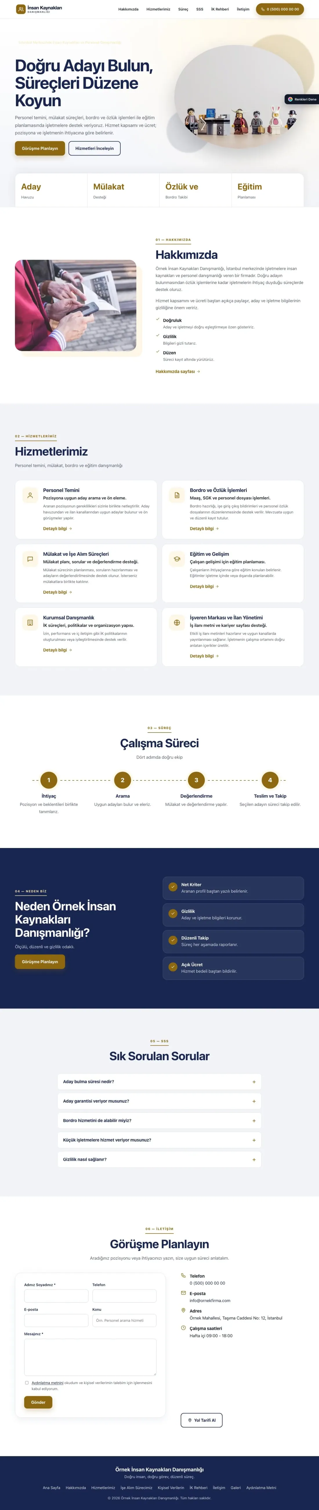 İnsan Kaynakları ve Personel Danışmanlığı için Tek Sayfa Lacivert Amber – İnsan Kaynakları ve Personel Danışmanlığı Web Sitesi ana sayfa görünümü