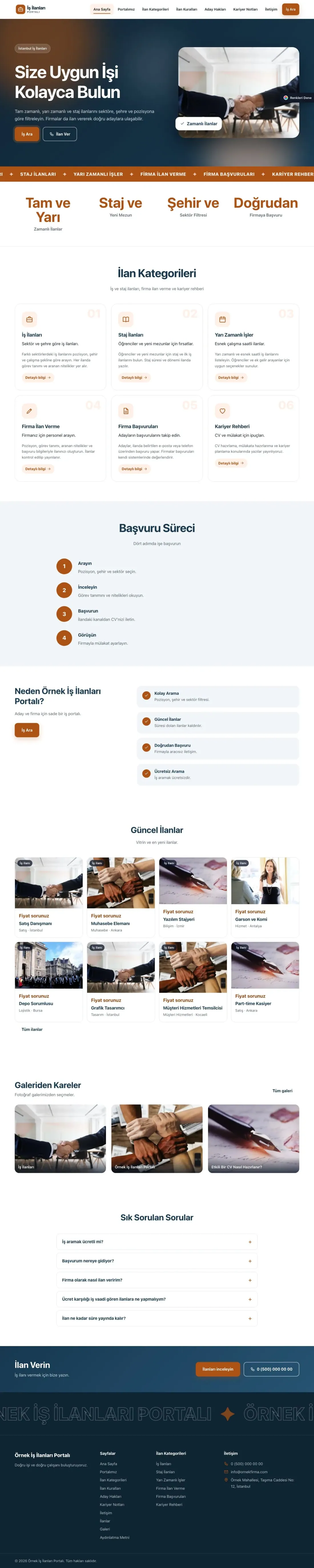 İş İlanları ve Kariyer Portalı için Hareketli Mavi Turuncu – İş İlanları ve Kariyer Portalı Web Sitesi ana sayfa görünümü