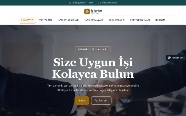 İş İlanları ve Kariyer Portalı için Zigzag Petrol Turuncu – İş İlanları ve Kariyer Portalı Web Sitesi ana sayfa görünümü