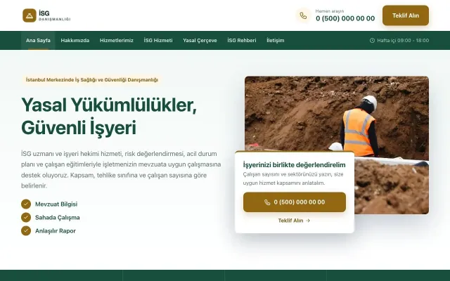 İş Sağlığı ve Güvenliği Danışmanlığı için Bölünmüş Petrol Amber – İş Sağlığı ve Güvenliği Danışmanlığı Web Sitesi ana sayfa görünümü