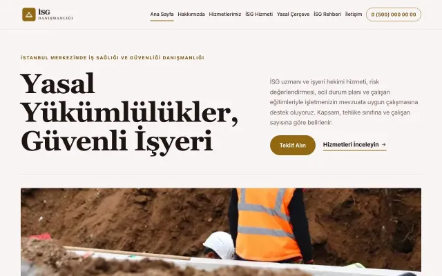 İş Sağlığı ve Güvenliği Danışmanlığı için Dergi Editoryal Bordo Amber – İş Sağlığı ve Güvenliği Danışmanlığı Web Sitesi ana sayfa görünümü