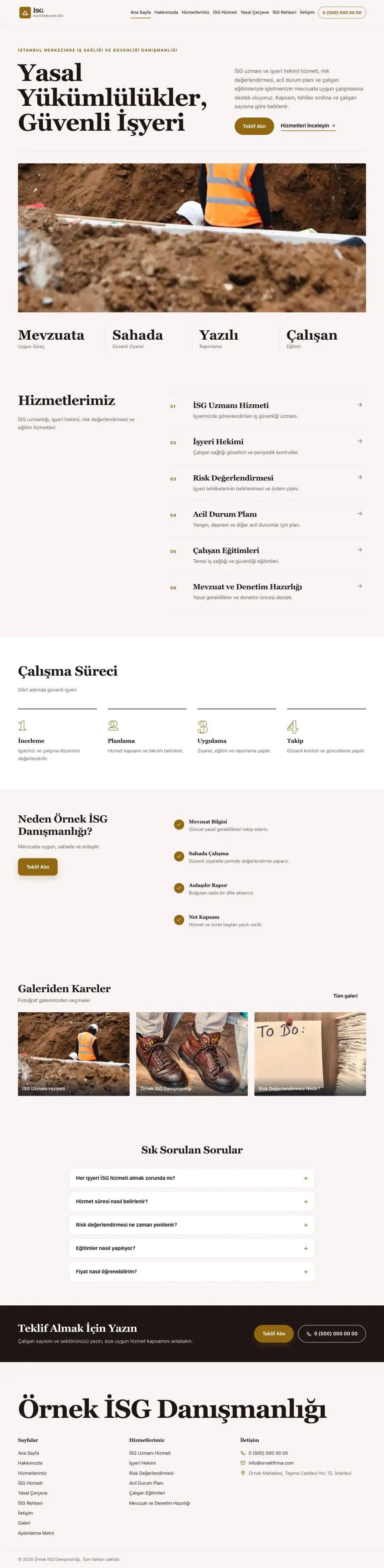 İş Sağlığı ve Güvenliği Danışmanlığı için Dergi Editoryal Bordo Amber – İş Sağlığı ve Güvenliği Danışmanlığı Web Sitesi ana sayfa görünümü