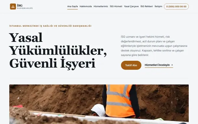 İş Sağlığı ve Güvenliği Danışmanlığı için Dergi Editoryal Mavi Turuncu – İş Sağlığı ve Güvenliği Danışmanlığı Web Sitesi ana sayfa görünümü