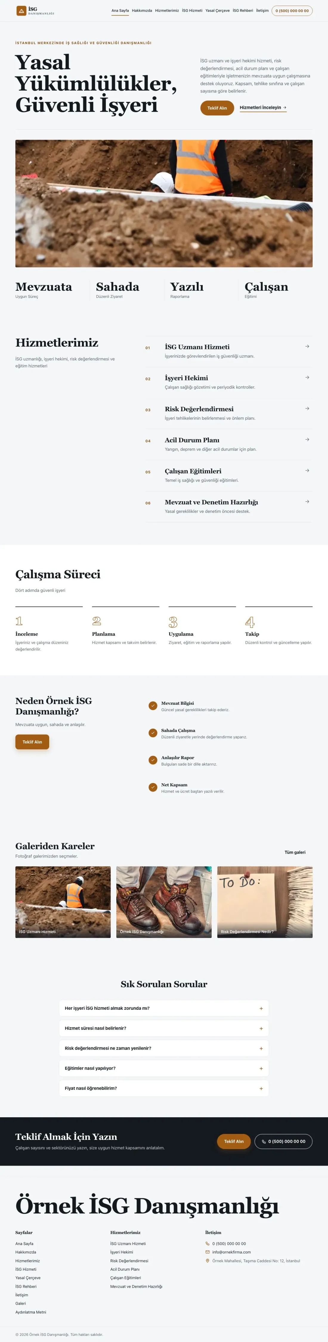 İş Sağlığı ve Güvenliği Danışmanlığı için Dergi Editoryal Mavi Turuncu – İş Sağlığı ve Güvenliği Danışmanlığı Web Sitesi ana sayfa görünümü